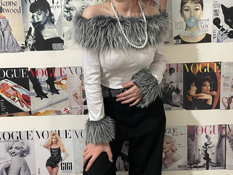 بلوز off shoulder خز