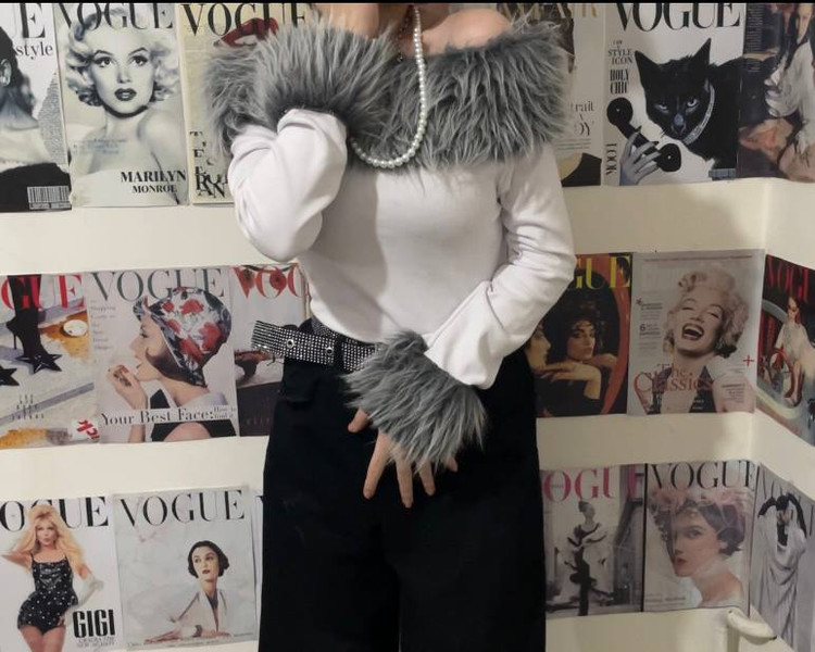 بلوز off shoulder خز