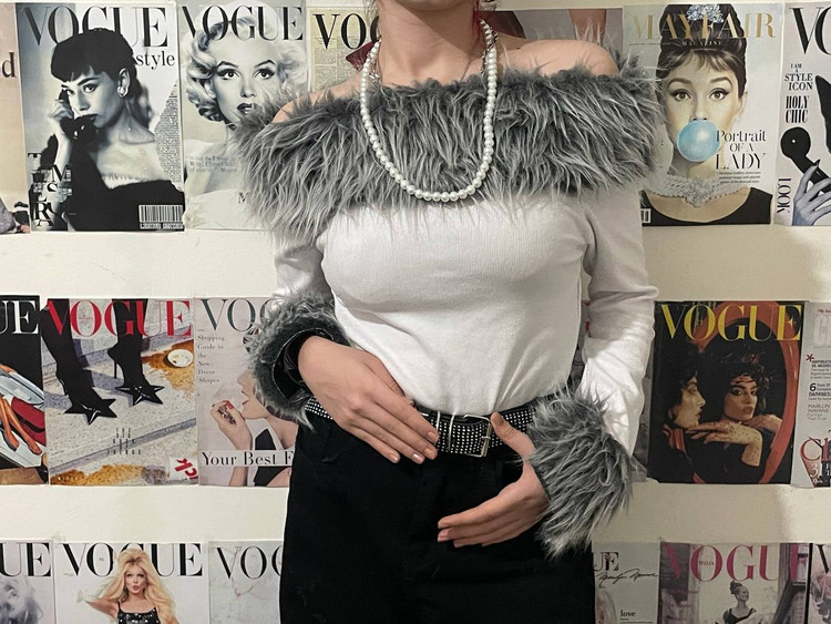 بلوز off shoulder خز